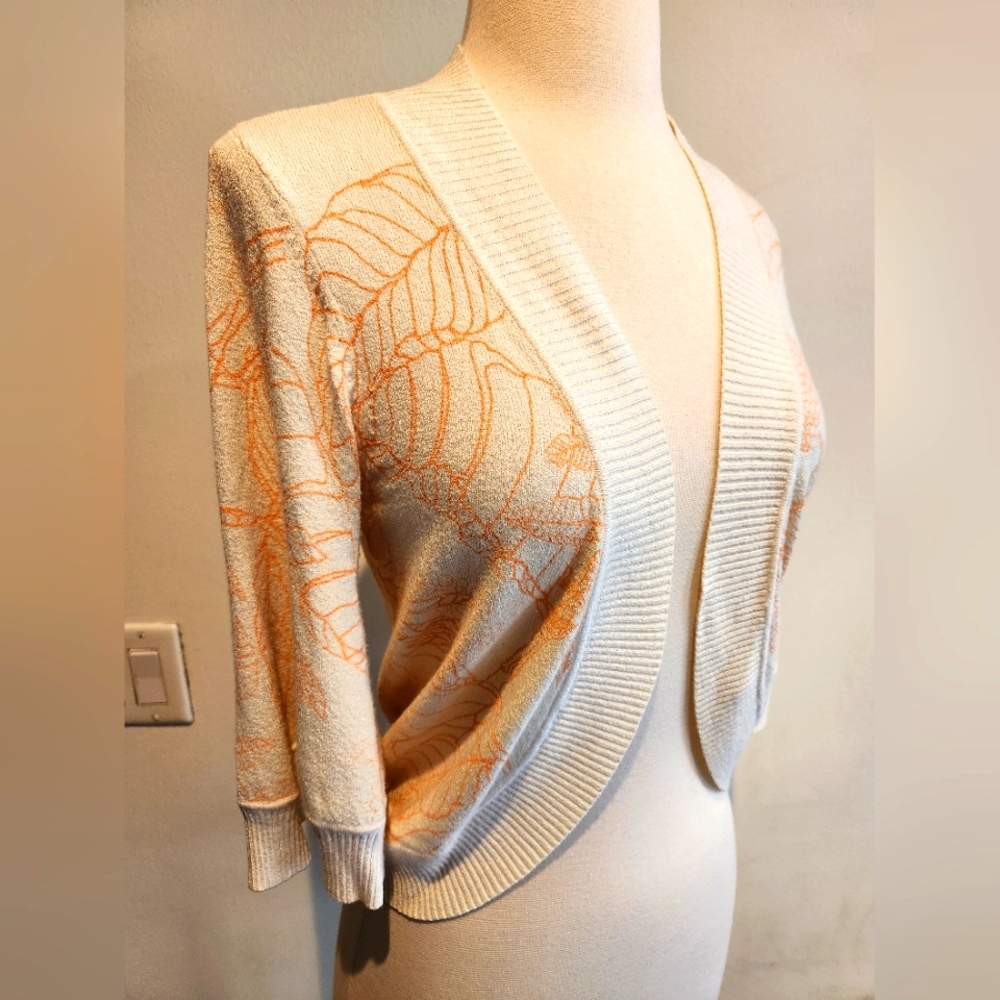 Catherine Malandrino Orange Print Cropped Bolero Cardi, US Size P